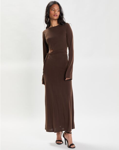 Braunes Jerseykleid Stellaos mit Ausschnitt