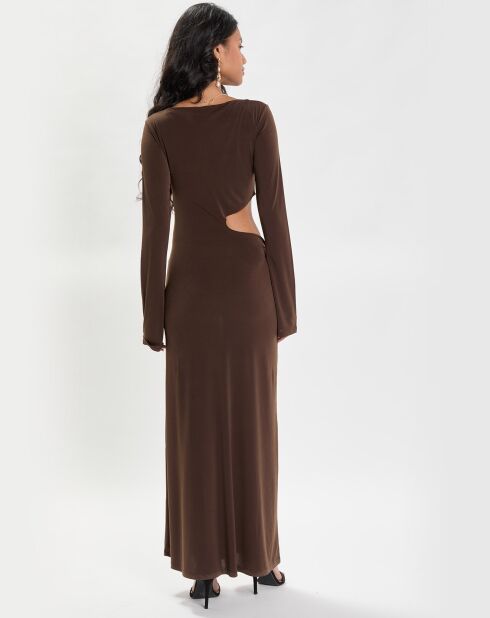 Braunes Jerseykleid Stellaos mit Ausschnitt