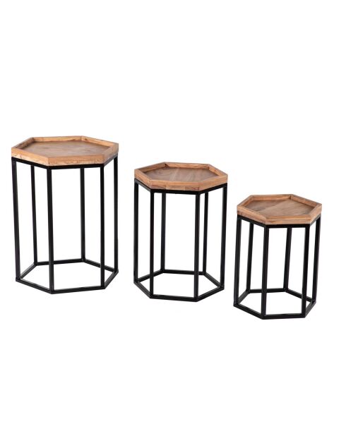 Set de 3 tables basses gigognes  Acacia Tyla