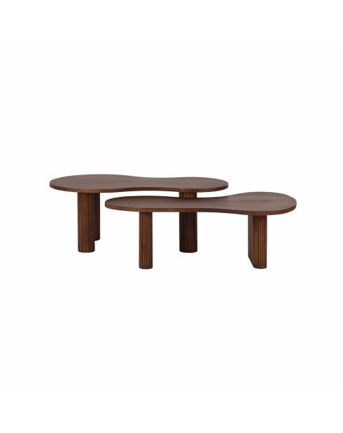 Set de 2 tables basses ovales Acacia Arad Marron - 110x60x40 cm et 110x60x35 cm