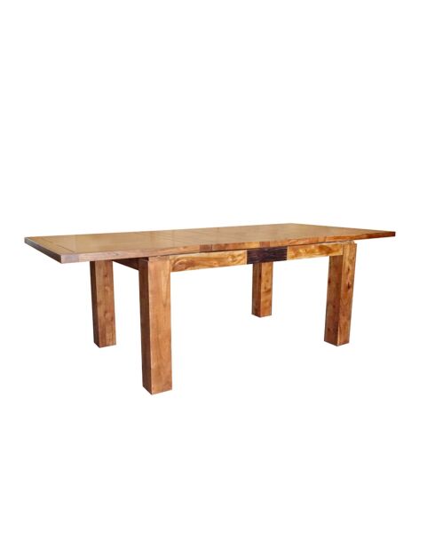 Table rectangulaire en bois sculpté bicolore 200/280 cm  Acacia Maya