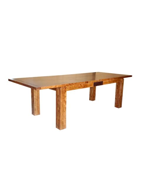 Table rectangulaire en bois sculpté bicolore 200/280 cm  Acacia Maya
