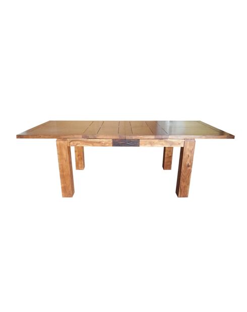 Table rectangulaire en bois sculpté bicolore 200/280 cm  Acacia Maya