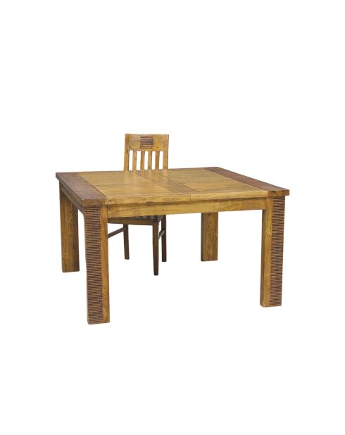 Table de repas carrée avec rallonge bois strié  Acacia Verone