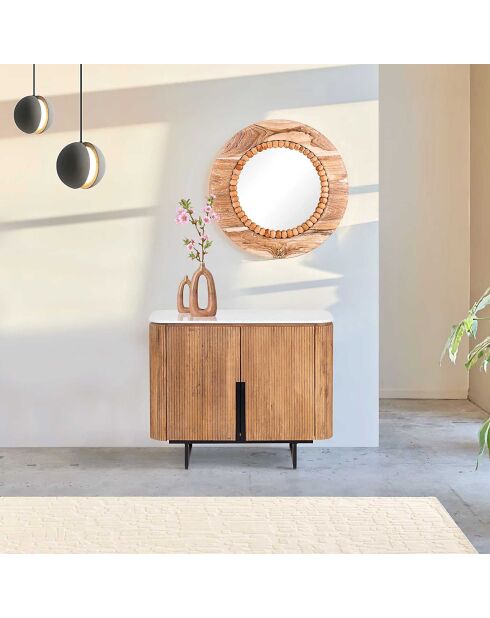 Buffet bas 2 portes plateau marbre blanc  Manguier Kfir II