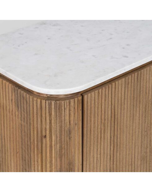 Buffet bas 2 portes plateau marbre blanc  Manguier Kfir II