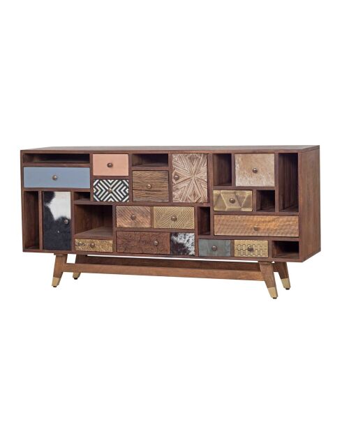 Buffet tiroirs peau de vache bois sculpté  Manguier Terranova