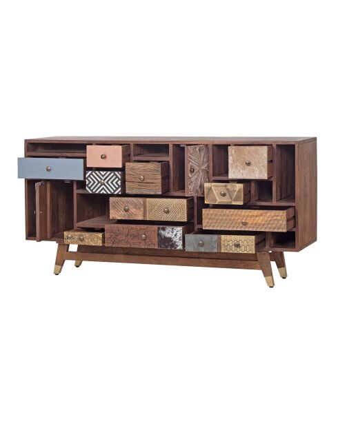 Buffet tiroirs peau de vache bois sculpté  Manguier Terranova