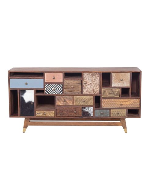 Buffet tiroirs peau de vache bois sculpté  Manguier Terranova