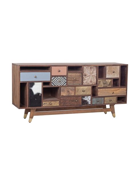 Buffet tiroirs peau de vache bois sculpté  Manguier Terranova