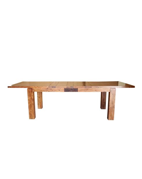 160/240 Zweifarbiger Esstisch aus geschnitztem Holz | Acacia Maya