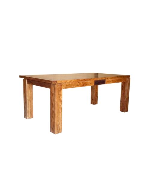 160/240 Zweifarbiger Esstisch aus geschnitztem Holz | Acacia Maya