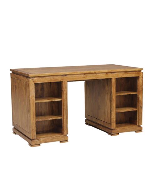 Bureau bois sculpté bicolore 2 pièces 2 tiroirs  Acacia Maya