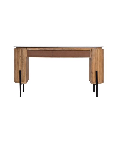 Bureau 2 tiroirs plateau marbre blanc | Manguier Kfir II