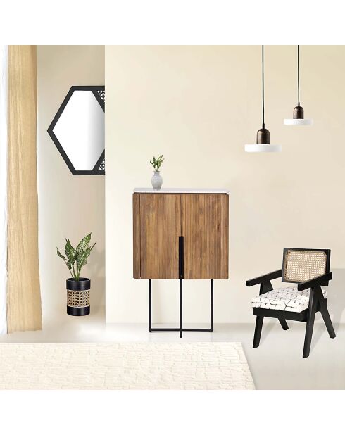 Buffet haut 2 portes plateau marbre blanc | Manguier Kfir II
