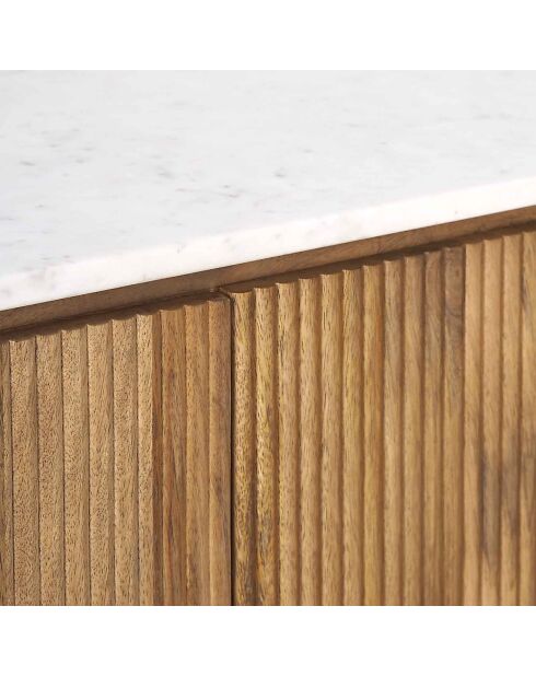 Buffet haut 2 portes plateau marbre blanc | Manguier Kfir II