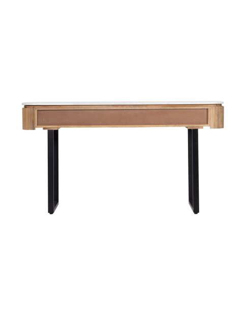 Console 2 tiroirs plateau marbre blanc  Manguier Kfir II