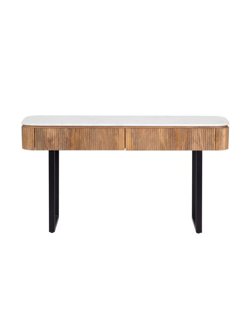 Console 2 tiroirs plateau marbre blanc  Manguier Kfir II