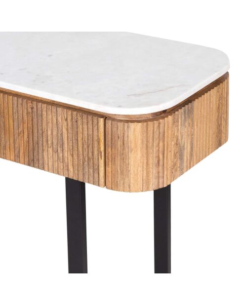 Console 2 tiroirs plateau marbre blanc  Manguier Kfir II