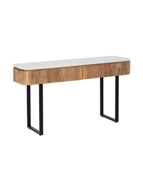 Console 2 tiroirs plateau marbre blanc  Manguier Kfir II