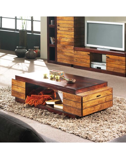 Table basse rectangulaire bois bicolore  Manguier Herods