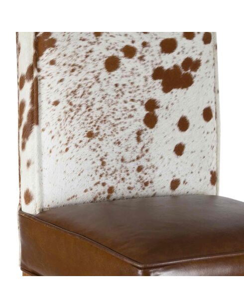 Chaise de bar en acacia et peau de vache  Acacia Savage