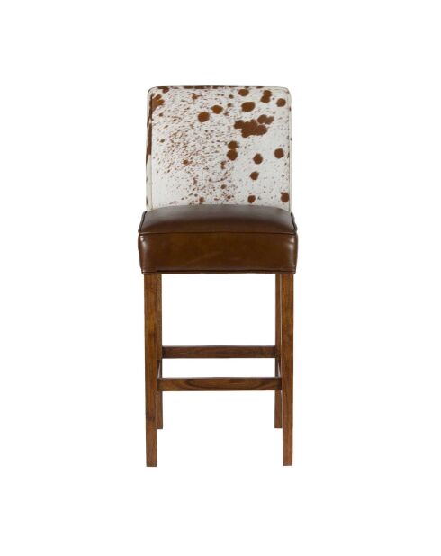 Chaise de bar en acacia et peau de vache  Acacia Savage