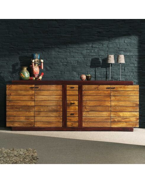 Buffet bois bicolore Grand Modèle 4 portes 3 tiroirs | Manguier Herods