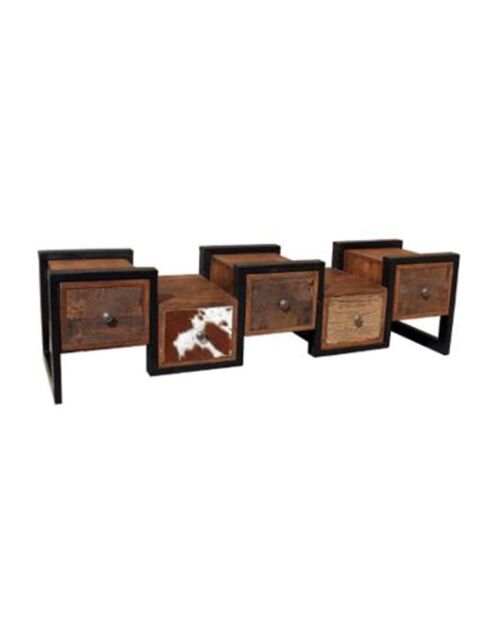 Meuble TV Zig Zag multi-matériaux peau de vache  Manguier Kara