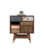 Chevet multi-matériaux peau de vache bois sculpté | Manguier Terranova