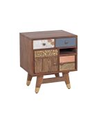 Chevet multi-matériaux peau de vache bois sculpté | Manguier Terranova