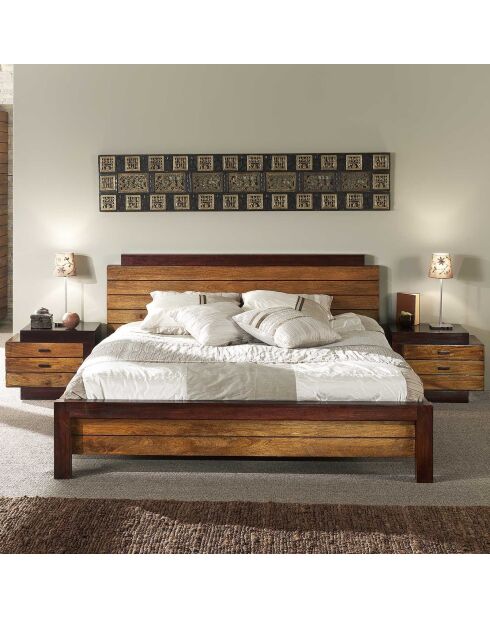 Lit 160 cm bois massif bicolore | Manguier Herods
