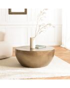 JONAS - Table basse coque ronde 90x90cm en aluminium doré antique