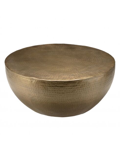 JONAS - Runder Couchtisch aus antikgoldfarbenem Aluminium, 90 x 90 cm