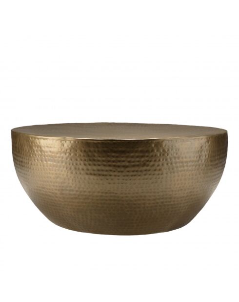 JONAS - Table basse coque ronde 90x90cm en aluminium doré antique