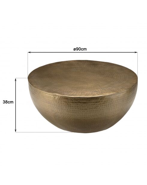 JONAS - Table basse coque ronde 90x90cm en aluminium doré antique