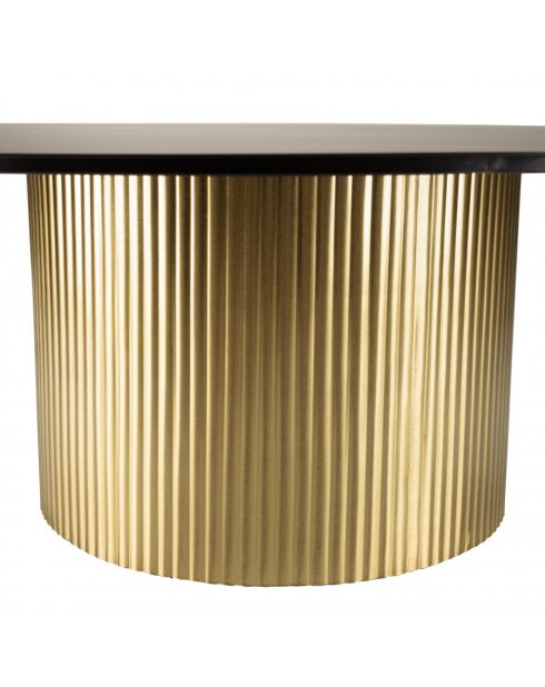 Table basse ronde 110x110cm plateau en fer noir pied strié doré