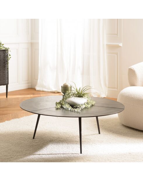 JAMES - Table basse ronde 100x100cm en aluminium noir mat