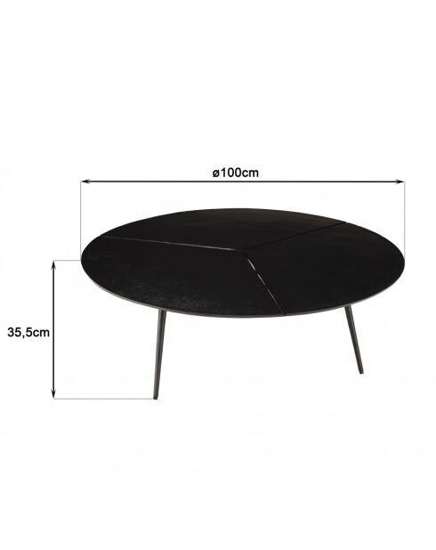 JAMES - Table basse ronde 100x100cm en aluminium noir mat