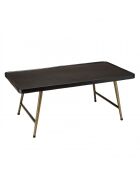 JONAS - Table basse rectangulaire en aluminium plateau noir pieds dorés