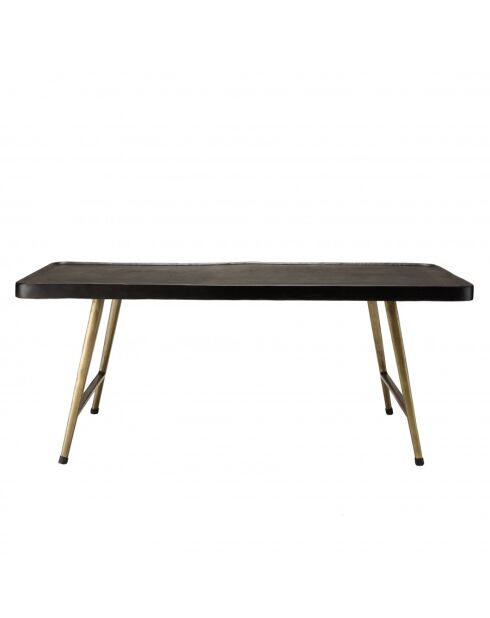 JONAS - Table basse rectangulaire en aluminium plateau noir pieds dorés