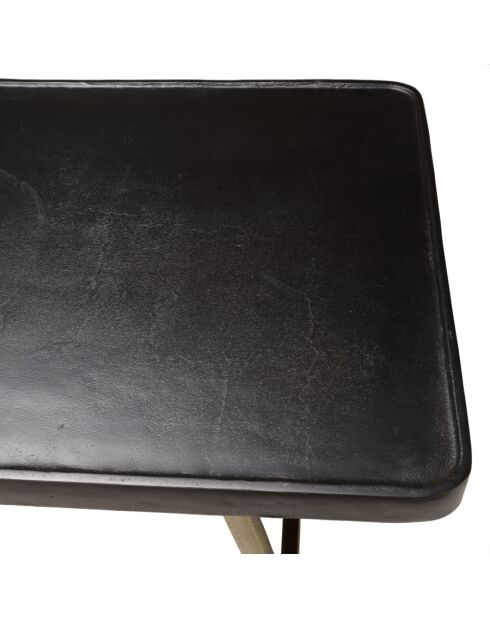 JONAS - Table basse rectangulaire en aluminium plateau noir pieds dorés