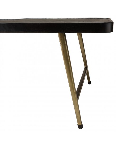 JONAS - Table basse rectangulaire en aluminium plateau noir pieds dorés