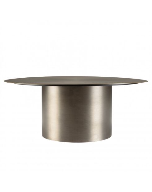 Table basse ronde 80x80cm en fer noir et bordure dorée