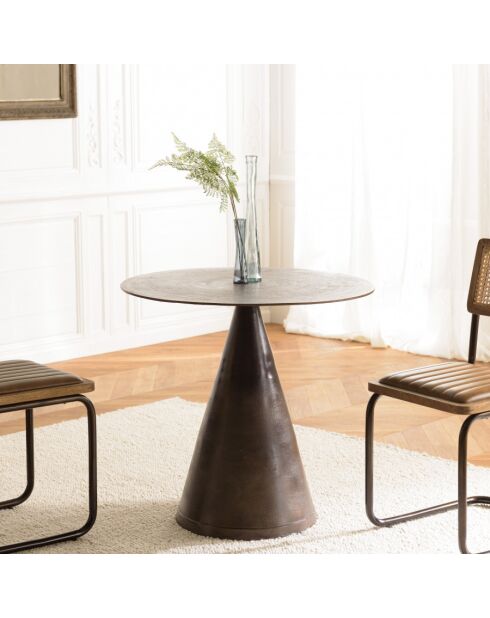JONAS - Runder Tisch 80 cm aus Aluminium in Messingfarbe mit konischem Fuß