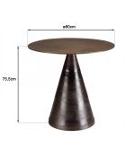 JONAS - Table ronde 80cm alu couleur laiton pied conique