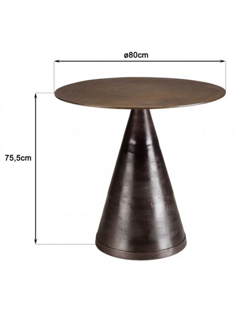 JONAS - Table ronde 80cm alu couleur laiton pied conique