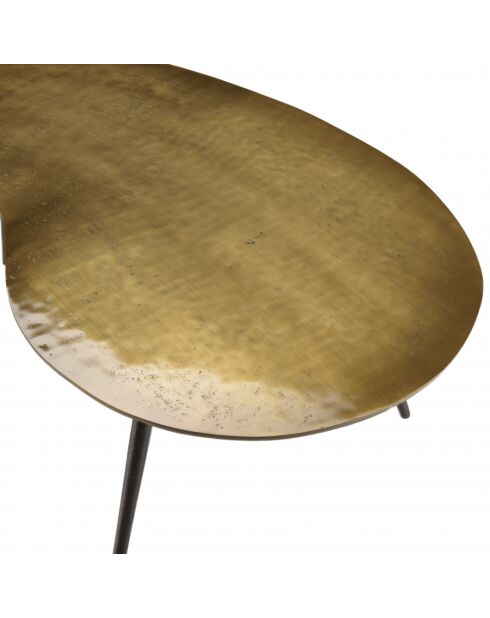 Set de 2 tables basses ovoïdes en aluminium noir mat et doré