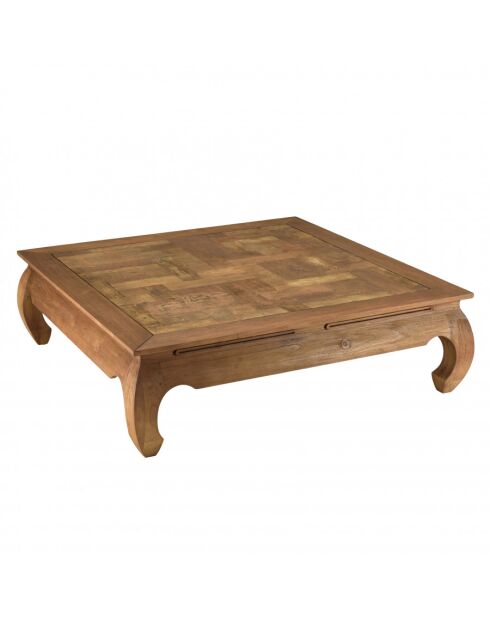 ALIDA- Table opium 120x120cm en teck recyclé plateau mosaïque