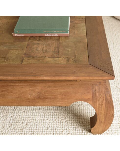 ALIDA- Table opium 120x120cm en teck recyclé plateau mosaïque